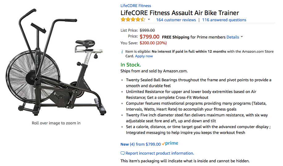 lifecore fitness assault air bike trainer